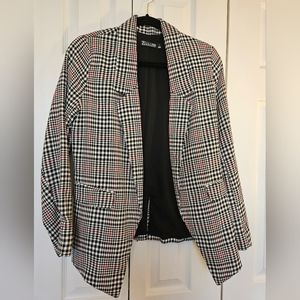 New York and Company Houndstooth Open Front Blazer Size Small